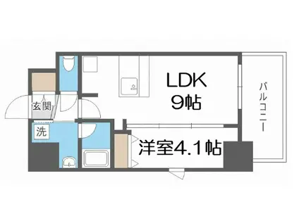 GM難波ウエストD.C(1K/8階)の間取り写真