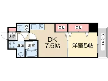 ONE ROOF FLAT FUKUSHIMA(1DK/5階)の間取り写真