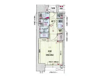 プレサンス天神橋スカイル(1K/9階)の間取り写真