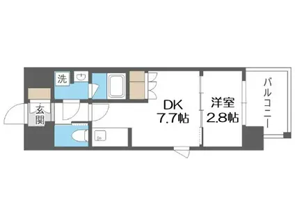 ソルレヴェンテ北堀江Q(1DK/8階)の間取り写真