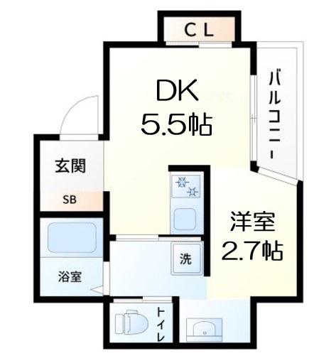 ファインブルーム靱公園(1DK/5階)の間取り写真
