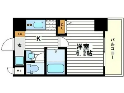 ラナップスクエア大阪城西(1K/6階)の間取り写真