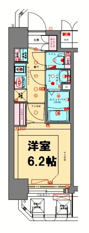 プレサンス長堀通グレイタス(1K/3階)の間取り写真