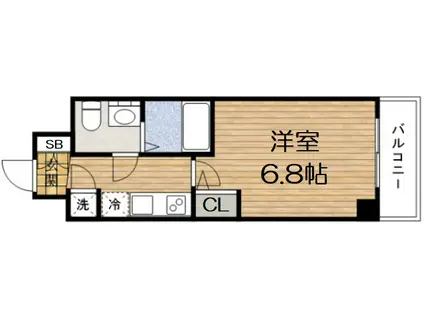 ラシュレエグゼ難波西(1K/7階)の間取り写真