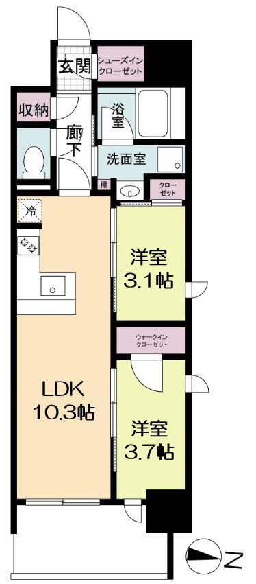 リビオメゾン新大阪(2LDK/14階)の間取り写真