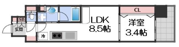 アーバネックス本町Ⅱ(1LDK/13階)の間取り写真