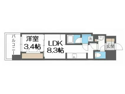 アーバネックス本町Ⅱ(1LDK/3階)の間取り写真