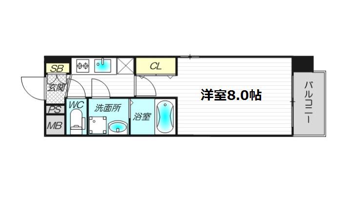 レジュールアッシュ都島(1K/3階)の間取り写真