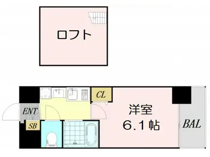 エステムコート新大阪Vソレックス(1K/12階)の間取り写真