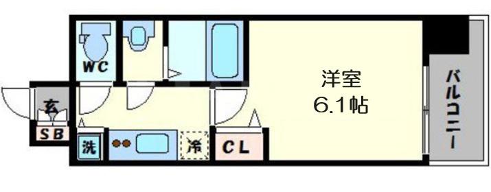 プレサンス玉造駅前(1K/7階)の間取り写真