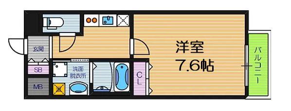 レジュールアッシュ天王寺2(1K/5階)の間取り写真