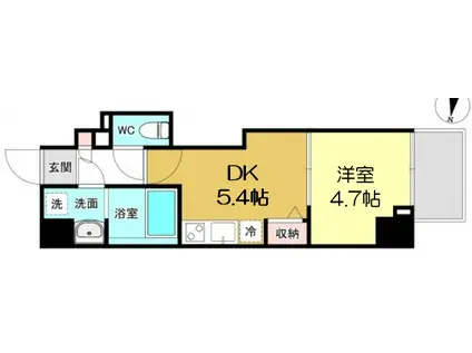 エレガントレジデンスYODOGAWA(1DK/8階)の間取り写真