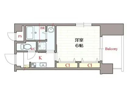 CHERRY HILLS(1K/6階)の間取り写真