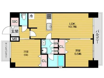 ベイサイドパークOSAKAサウスレジデンシス(2LDK/15階)の間取り写真