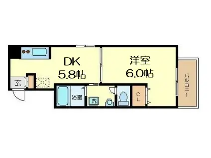 GALLERY谷町(1DK/4階)の間取り写真