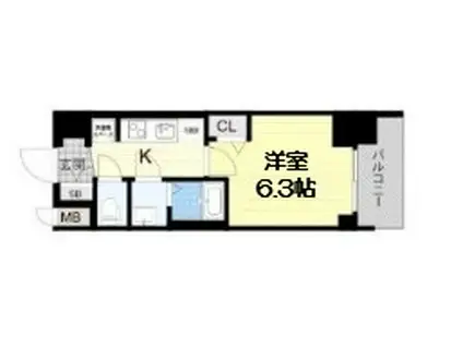 プレサンス谷町九丁目ディセオ(1K/9階)の間取り写真