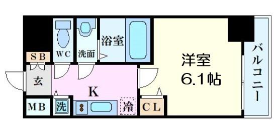 プレサンス難波駅前(1K/14階)の間取り写真