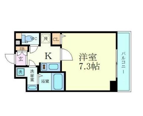 プレサンス谷町リーベ(1K/11階)の間取り写真