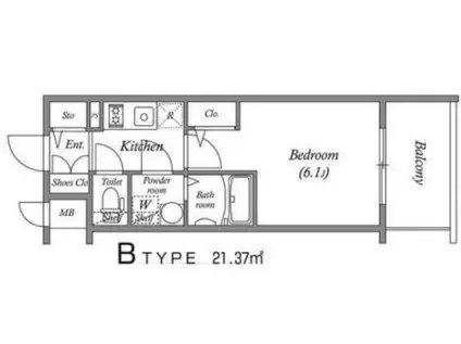 エスリード難波ザ・ゲート(1K/12階)の間取り写真