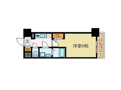 エスリード難波ザ・アーク(1K/11階)の間取り写真