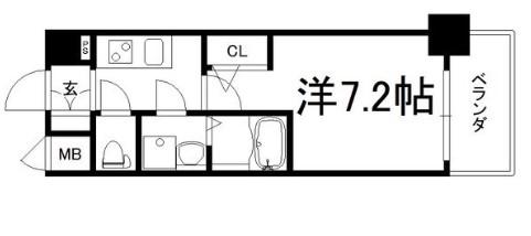 プランドール新大阪PARKレジデンス(1K/6階)の間取り写真