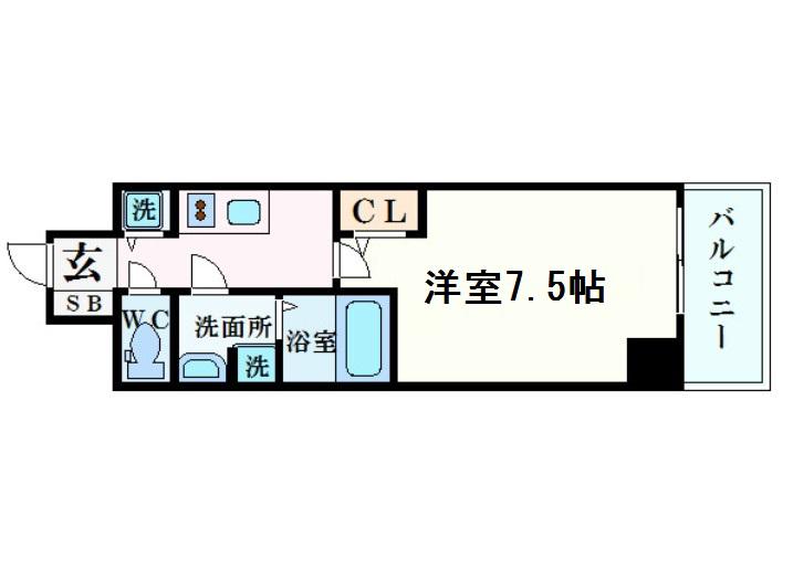 プレサンス梅田東ベータ(1K/14階)の間取り写真