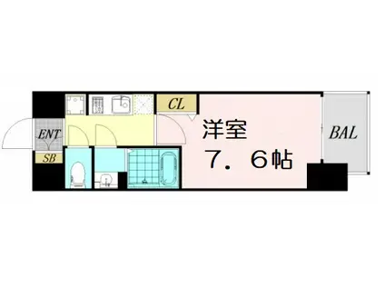 プレサンス難波フィールド(1K/3階)の間取り写真