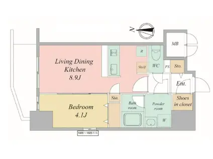 エスリードレジデンス大阪谷町ザ・マークス(1LDK/2階)の間取り写真