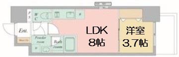エスリードレジデンス大阪谷町ザ・マークス(1LDK/2階)の間取り写真