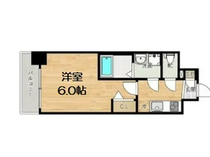 エスリード難波ザ・プレミア(1K/12階)の間取り写真