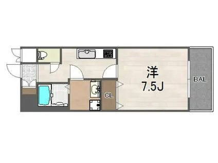 アスヴェル梅田ウエスト(1K/7階)の間取り写真