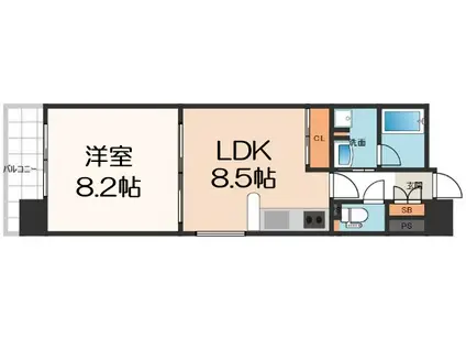 RAINBOW COURT谷町五(1LDK/11階)の間取り写真