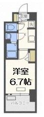 プレサンス上町台筆ケ崎ノース(1K/12階)の間取り写真
