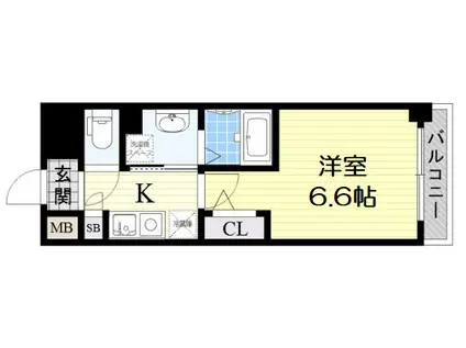 クリスタルブライト谷町(1K/12階)の間取り写真