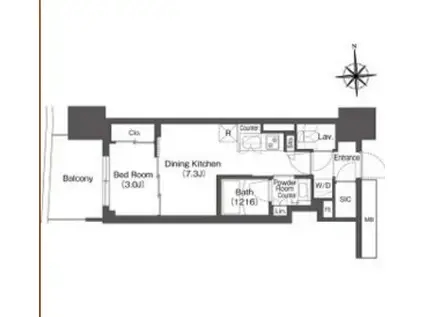 コンフォリア・リヴ本町ウエストQ(1DK/6階)の間取り写真