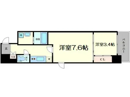 CAVANA本町(1LDK/12階)の間取り写真
