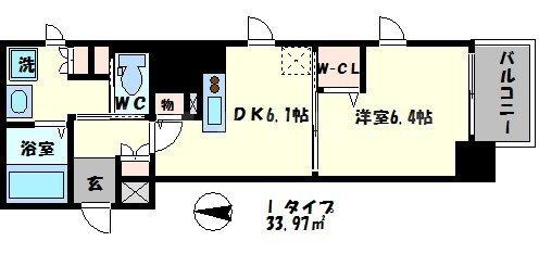 プレサンスタワー北浜(1DK/7階)の間取り写真