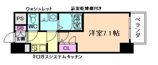 W-STYLE福島Ⅱウィステリア(1K/3階)の間取り写真