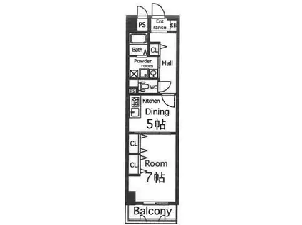 天満リバーサイドプラザ(1DK/4階)の間取り写真