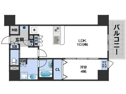 アーバネックス天満橋サウス(1LDK/3階)の間取り写真