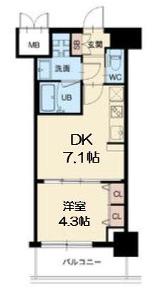 スプランディッド新大阪キャトル(1DK/3階)の間取り写真