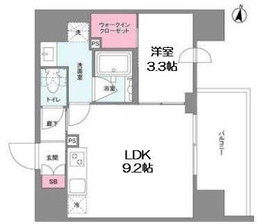 シーズンフラッツ中崎(1LDK/2階)の間取り写真