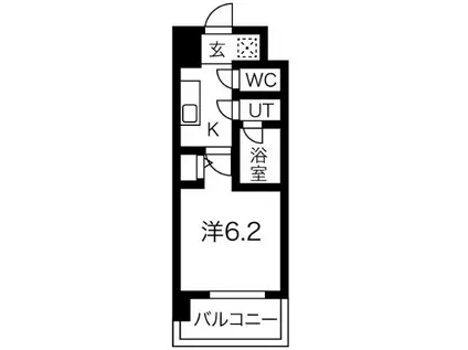 スプランディッド難波(1K/6階)の間取り写真