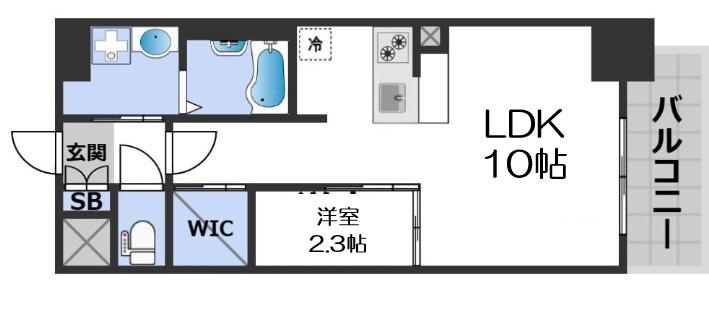 コンフォリアリヴ北浜平野町(1LDK/13階)の間取り写真