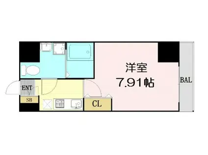 ウインズコート西梅田Ⅱ(1K/1階)の間取り写真