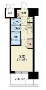 スプランディッド難波III(1K/6階)の間取り写真
