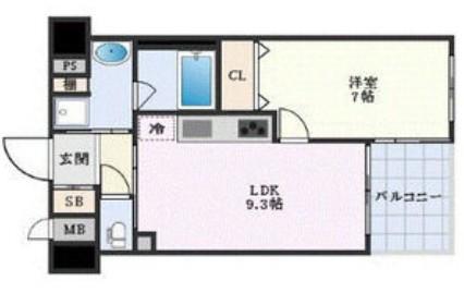 サーパス松屋町筋(1LDK/5階)の間取り写真