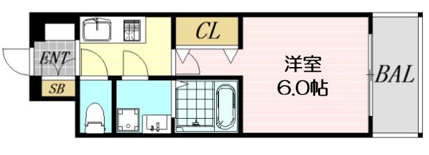 レジュールアッシュ福島レジデンス(1K/4階)の間取り写真