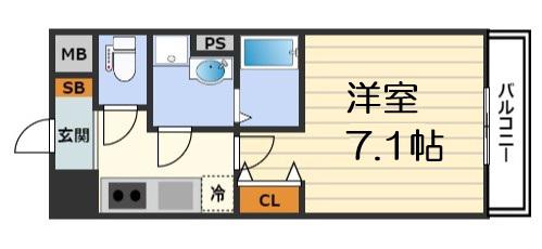 レジュールアッシュ梅田北(1K/7階)の間取り写真