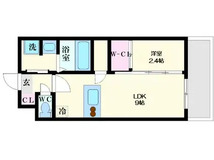 セレニテ天六リアン(1LDK/5階)の間取り写真